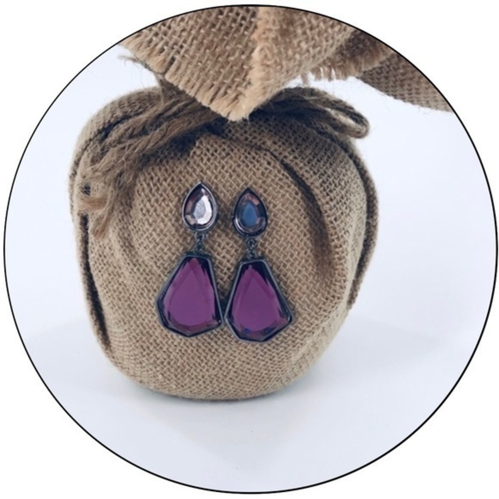 Dots Purple and Pink Dangle Drop Post Earrings